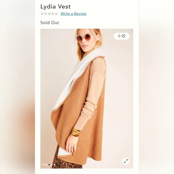 ANTHROPOLOGIE Lydia Vest One Size - Picture 5 of 7